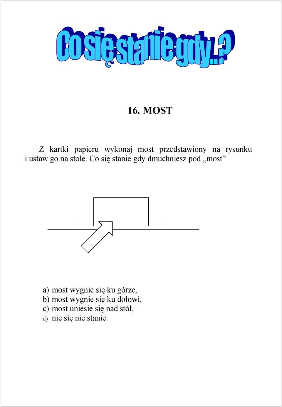 Co się stanie gdy dmuchniesz pod most a) most wygnie się