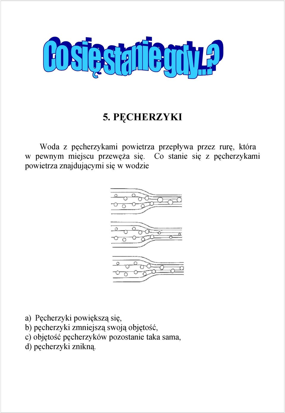 Co stanie się z pęcherzykami powietrza znajdującymi się w wodzie a)