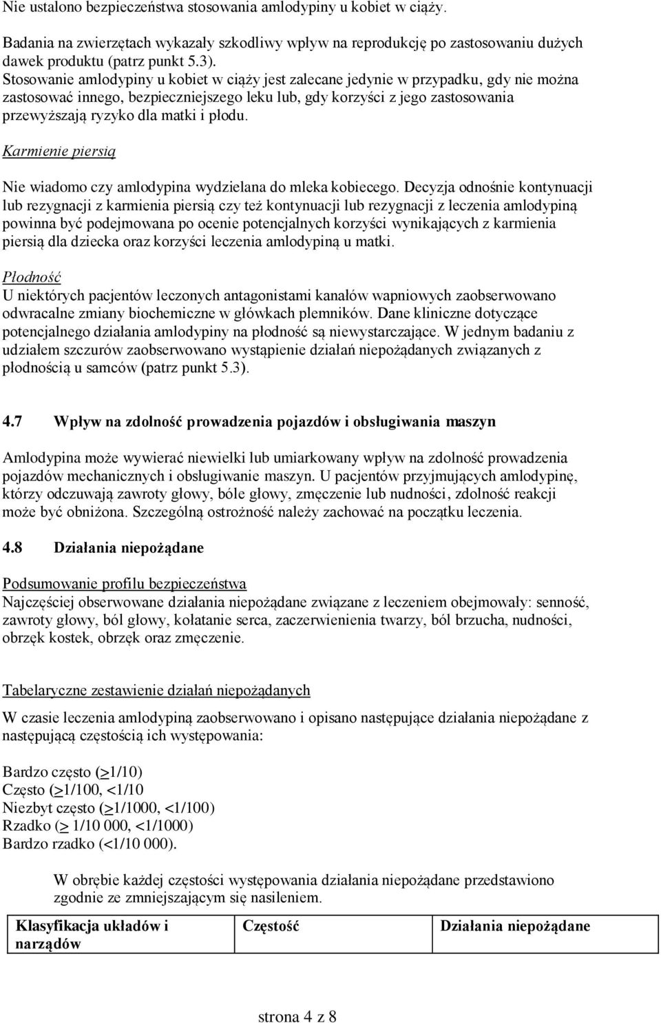 płodu. Karmienie piersią Nie wiadomo czy amlodypina wydzielana do mleka kobiecego.