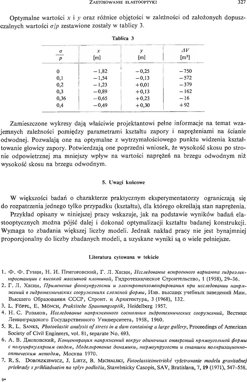 projektantowi pełne informacje na temat wzajemnych zależ nośi c pomię dzy parametrami kształtu zapory i naprę ż eniami na ś cianie odwodnej.