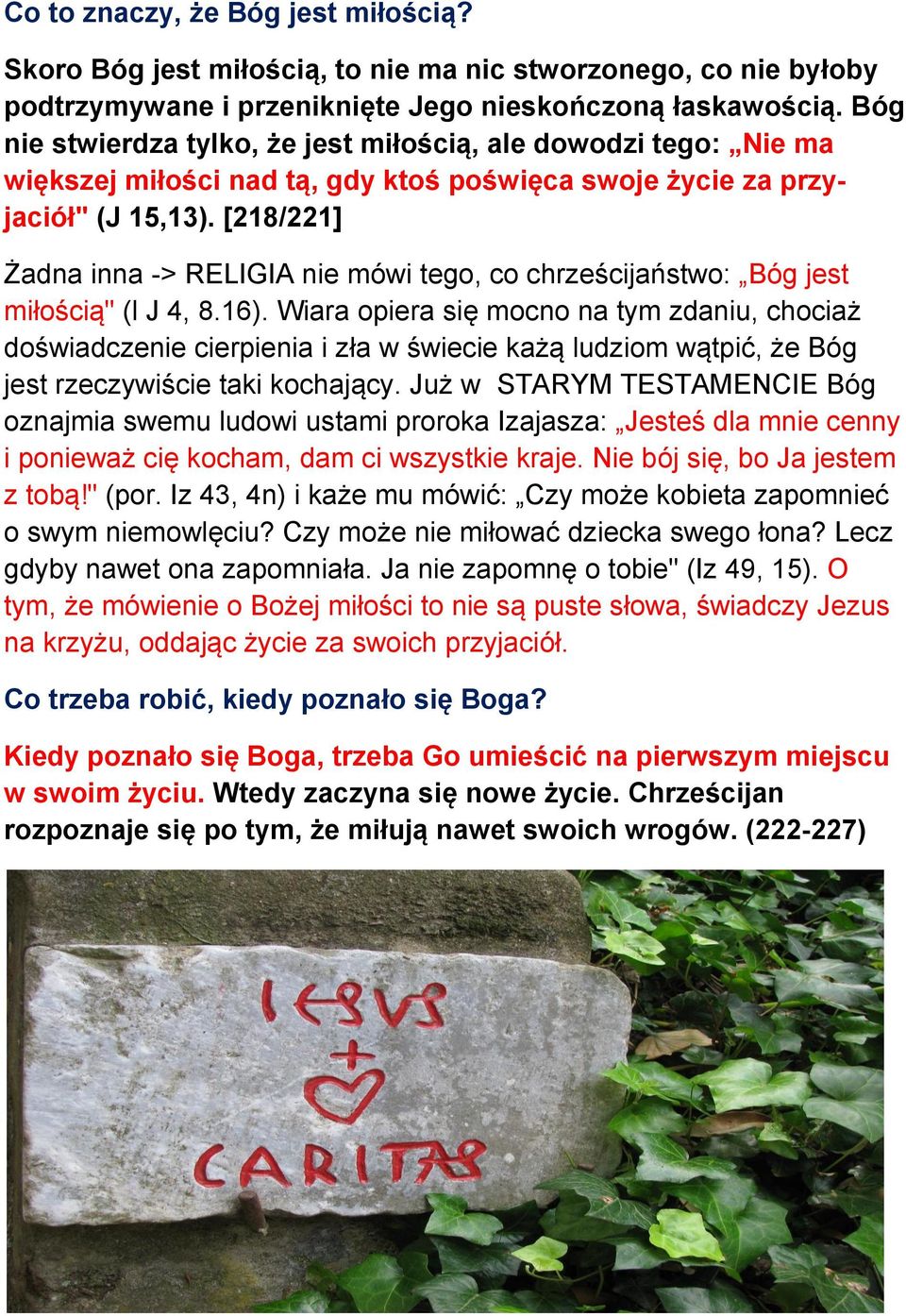 [218/221] Żadna inna -> RELIGIA nie mówi tego, co chrześcijaństwo: Bóg jest miłością" (l J 4, 8.16).