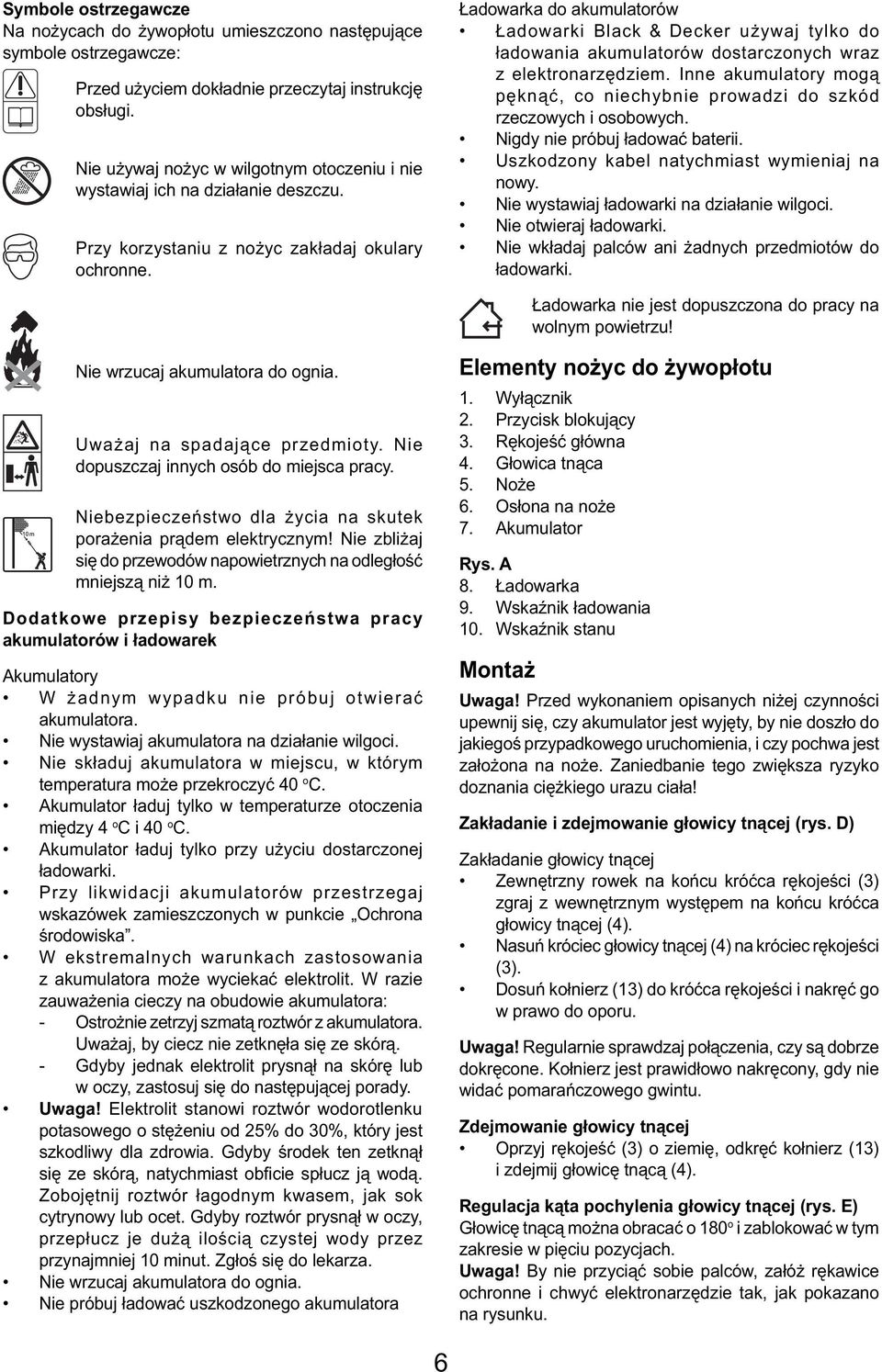 Ładowarka do akumulatorów Ładowarki Black & Decker używaj tylko do ładowania akumulatorów dostarczonych wraz z elektronarzędziem.