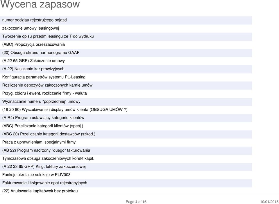 PL-Leasing Rozliczenie depozytów zakoczonych karnie umów Przyg. zbioru i ewent.