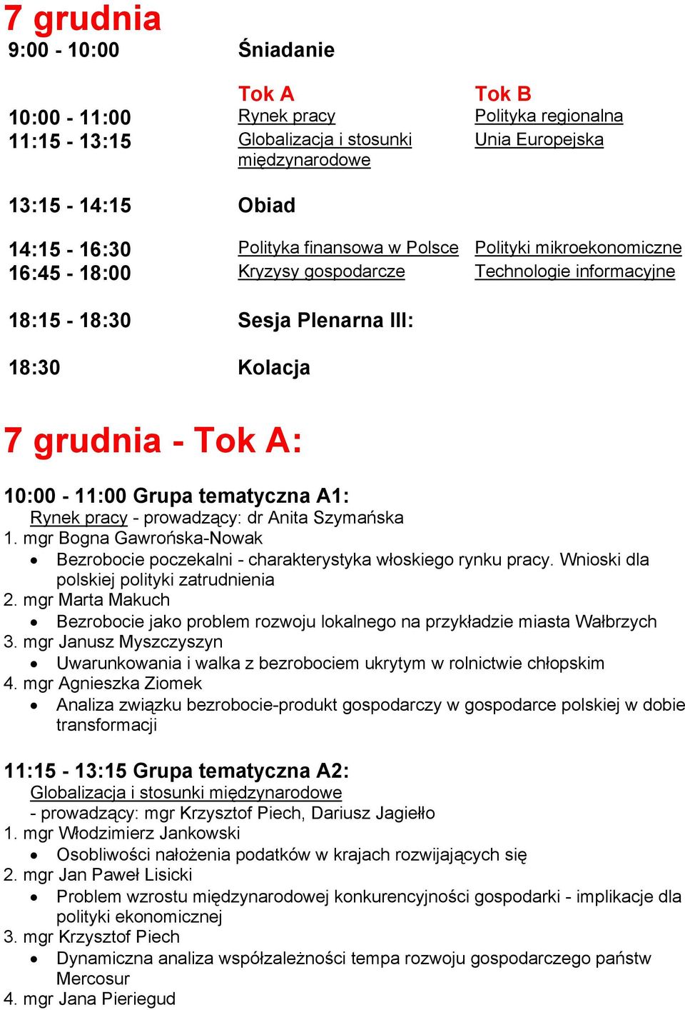 prowadzący: dr Anita Szymańska 1. mgr Bogna Gawrońska-Nowak Bezrobocie poczekalni - charakterystyka włoskiego rynku pracy. Wnioski dla polskiej polityki zatrudnienia 2.