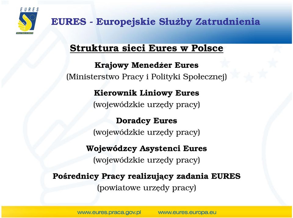 urzędy pracy) Doradcy Eures (wojewódzkie urzędy pracy) Wojewódzcy Asystenci Eures