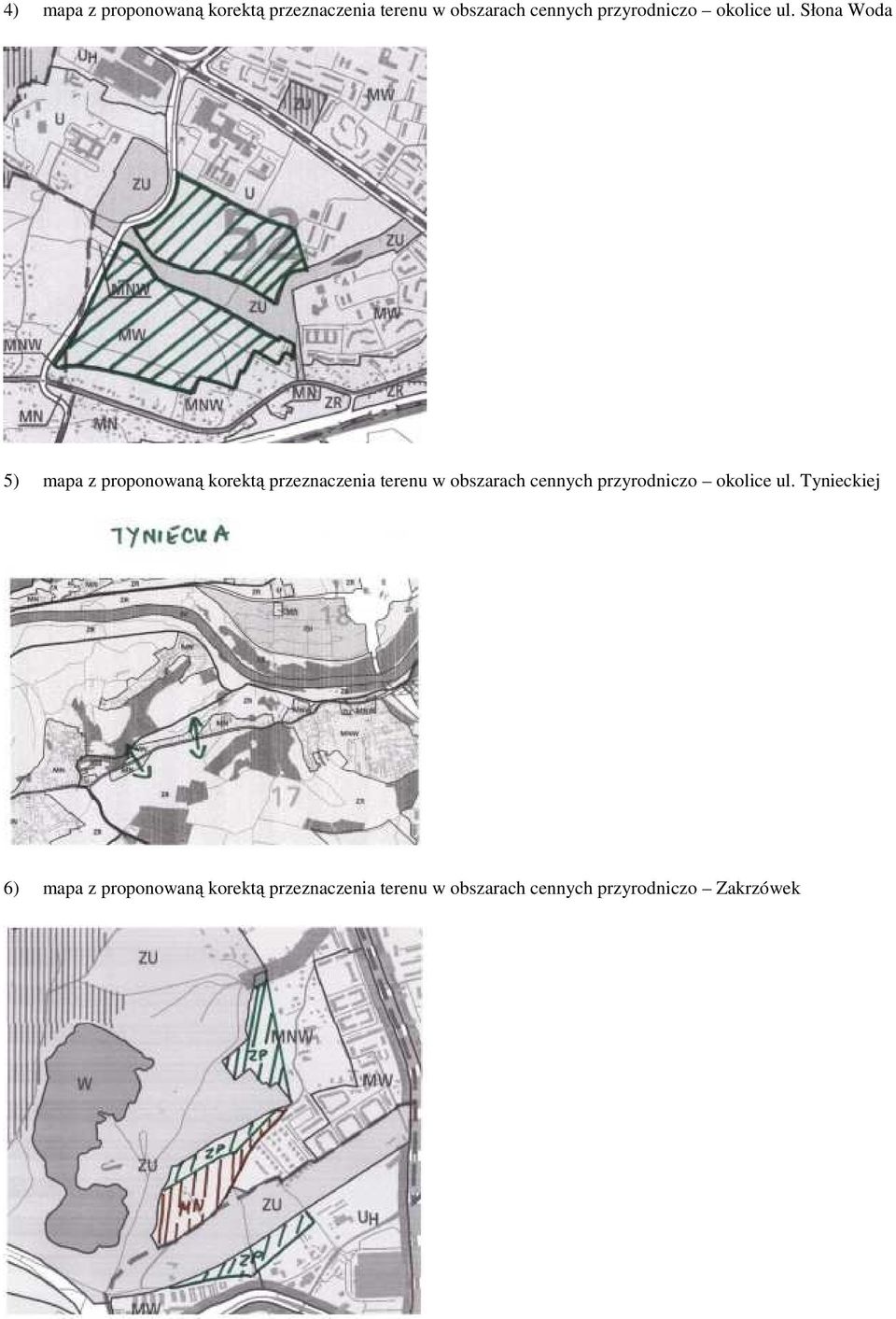 Słona Woda 5) mapa z proponowaną korektą przeznaczenia terenu w obszarach