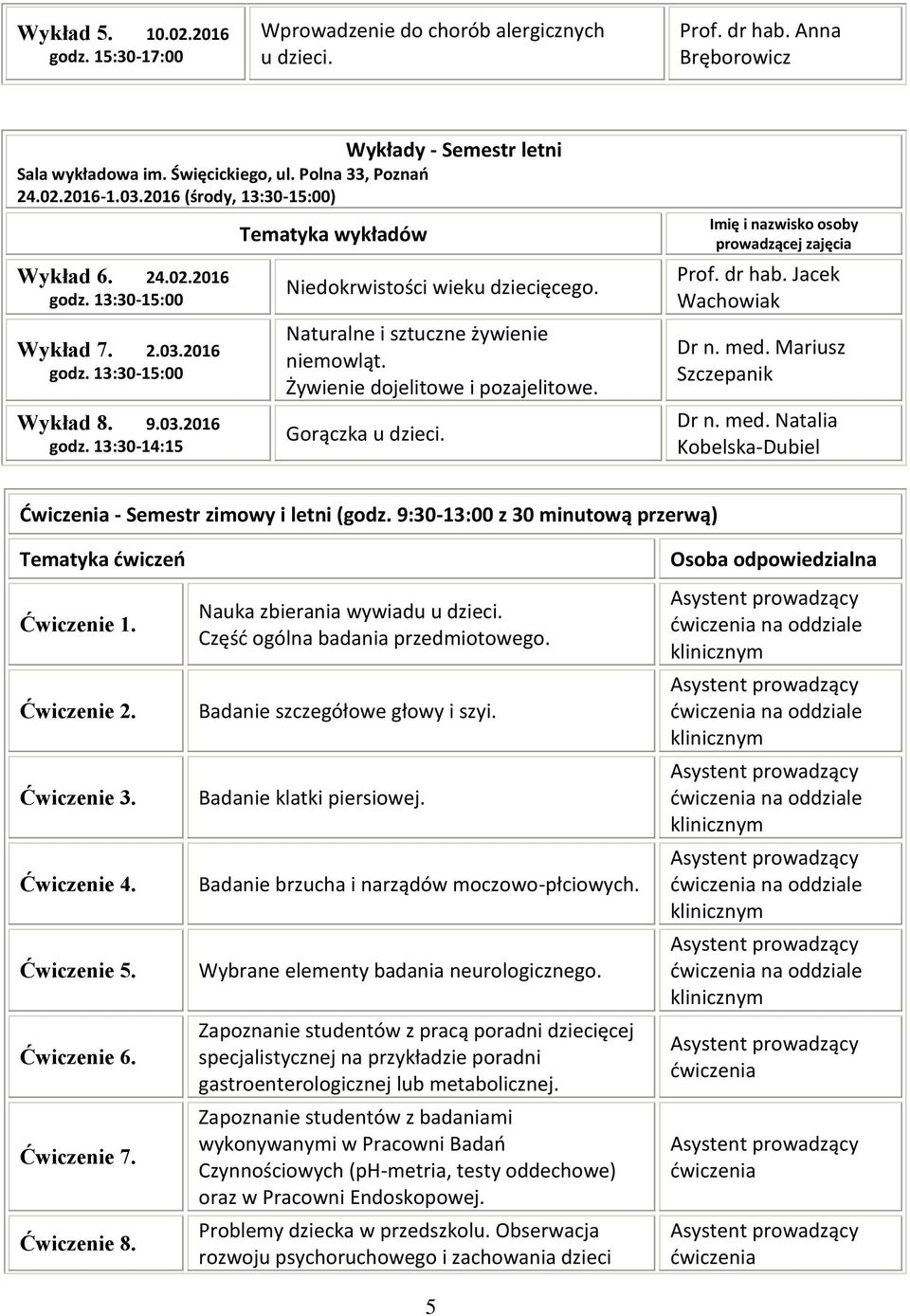 Naturalne i sztuczne żywienie niemowląt. Żywienie dojelitowe i pozajelitowe. Gorączka u dzieci. Imię i nazwisko osoby prowadzącej zajęcia Prof. dr hab. Jacek Wachowiak Dr n. med.