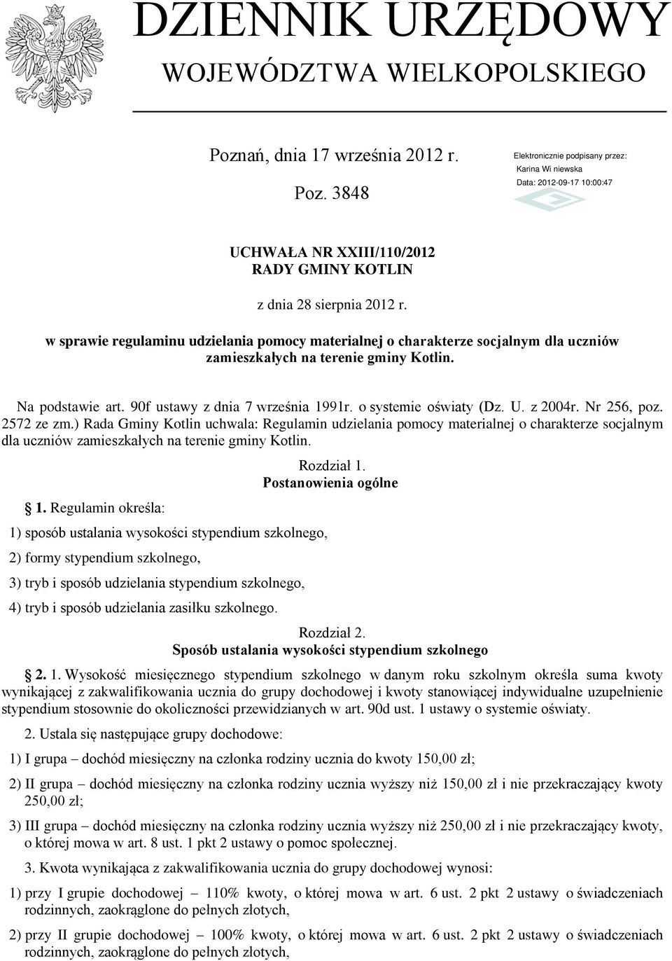 o systemie oświaty (Dz. U. z 2004r. Nr 256, poz. 2572 ze zm.