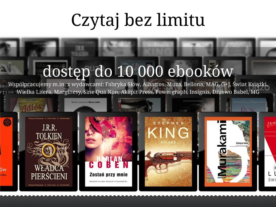 MAG, G+J, Świat Książki, Wielka Litera, Marginesy, Sine
