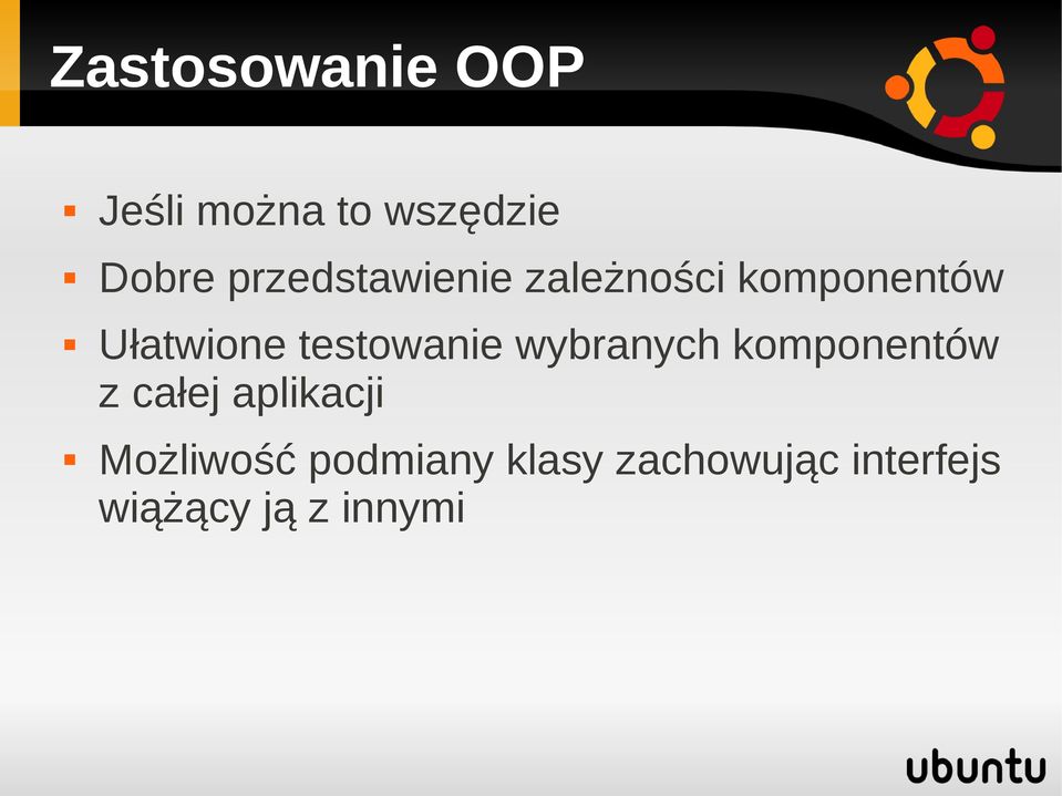 testowanie wybranych komponentów z całej aplikacji