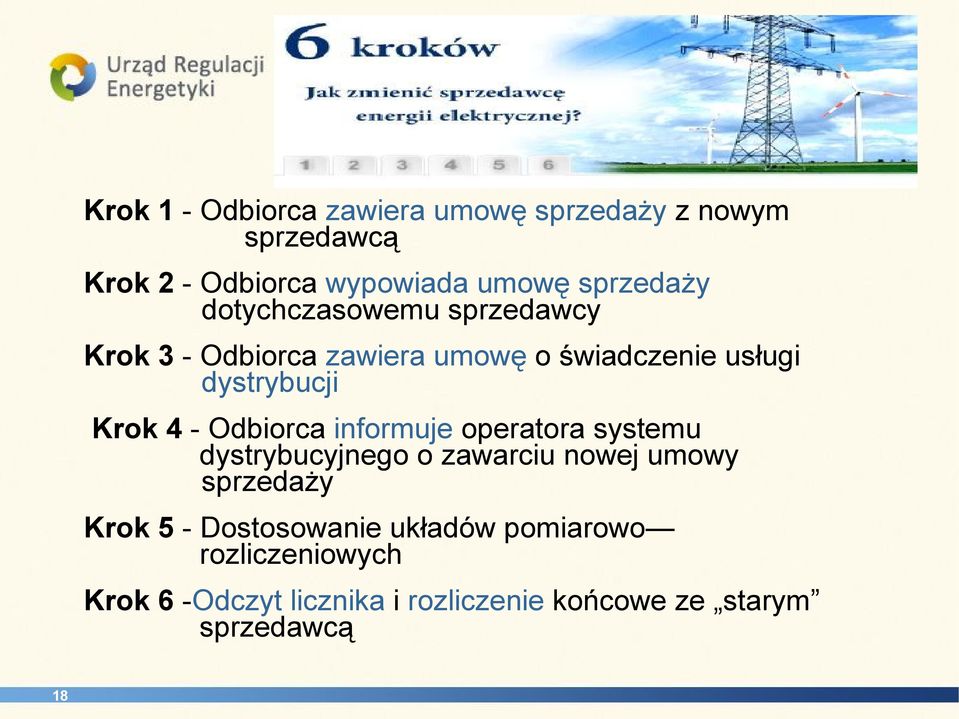 Odbiorca informuje operatora systemu dystrybucyjnego o zawarciu nowej umowy sprzedaży Krok 5 -