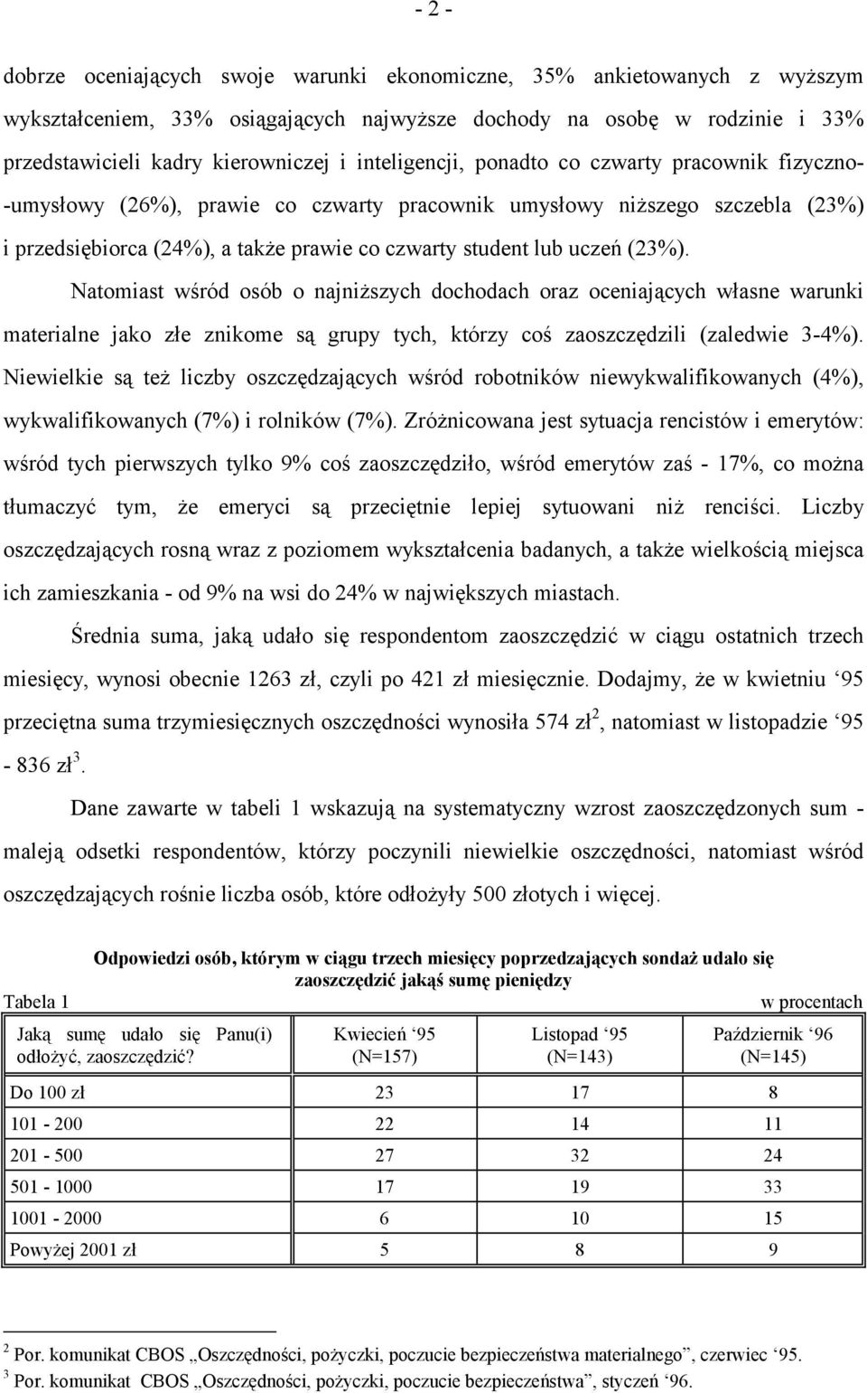 Natomiast wśród osób o najniższych dochodach oraz oceniających własne warunki materialne jako złe znikome są grupy tych, którzy coś zaoszczędzili (zaledwie -%).