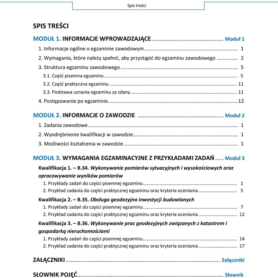 .. M Kwalifikacja 1. B.34. W P... 1 P znej egzaminu oraz kryteria oceniania... 5 Kwalifikacja 2. B.35. O P... 7 P oraz kryteria oceniania.