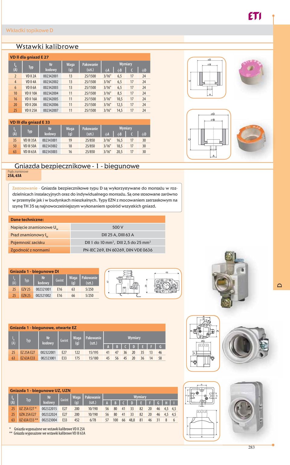 25/1500 3/16 14,5 17 24 φa φb C φ 35 V III 35A 002343001 19 25/850 3/16 16,5 17 30 50 V III 50A 002343002 18 25/850 3/16 18,5 17 30 63 V III 63A 002343003 16 25/850 3/16 20,5 17 30 Gniazda