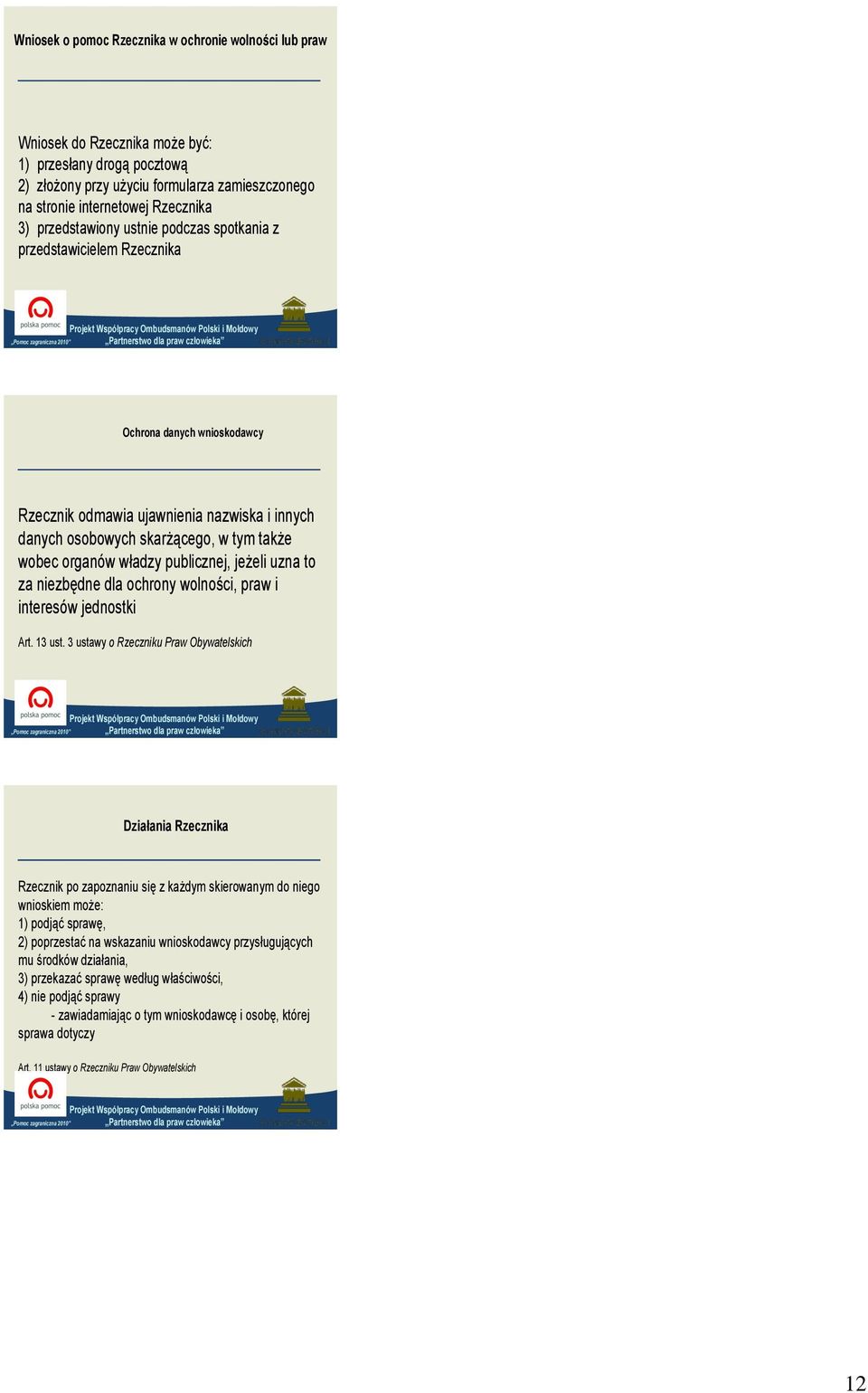 władzy publicznej, jeżeli uzna to za niezbędne dla ochrony wolności, praw i interesów jednostki Art. 13 ust.