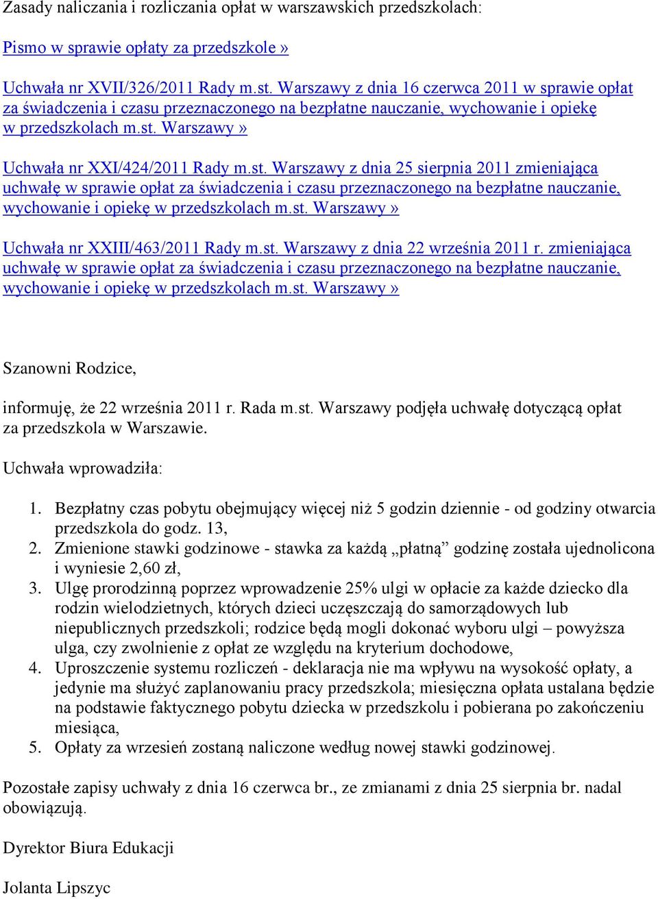 Warszawy» Uchwała nr XXI/424/2011 Rady m.st.