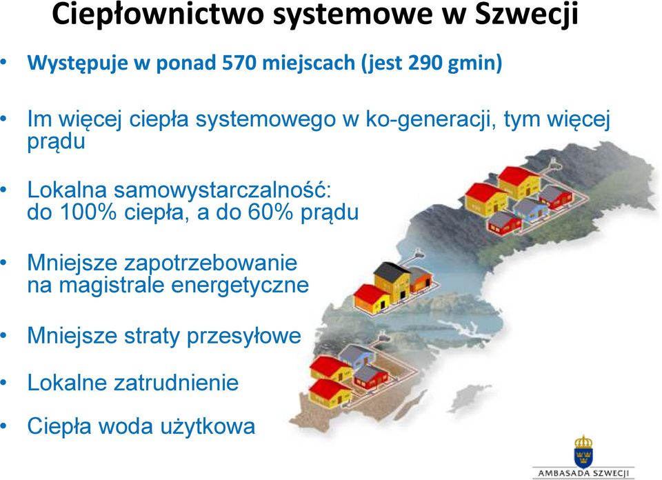 samowystarczalność: do 100% ciepła, a do 60% prądu Mniejsze zapotrzebowanie na