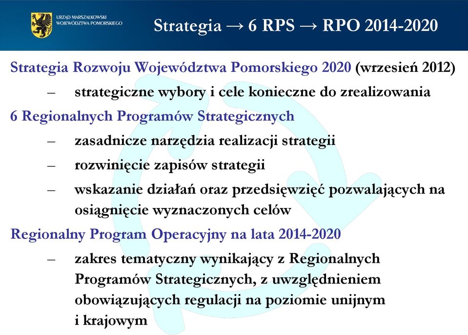 wskazanie działań oraz przedsięwzięć pozwalających na osiągnięcie wyznaczonych celów Regionalny Program Operacyjny na lata 2014-2020