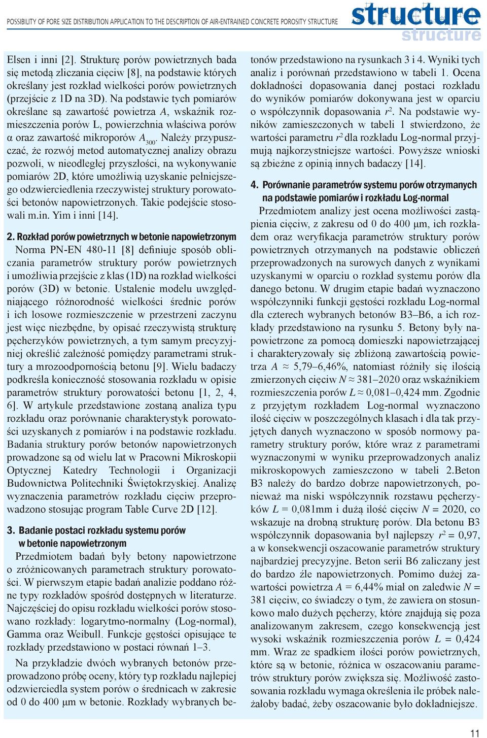 Na podstawie tych pomiarów określane są zawartość powietrza A, wskaźnik rozmieszczenia porów L, powierzchnia właściwa porów α oraz zawartość mikroporów A 300.