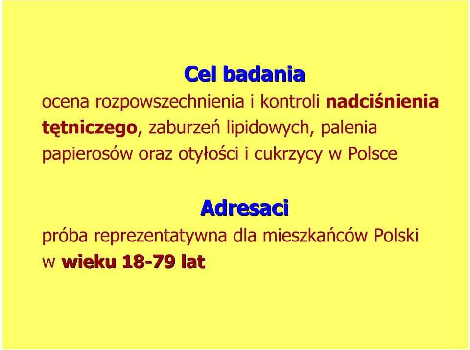 papierosów oraz otyłości i cukrzycy w Polsce Adresaci