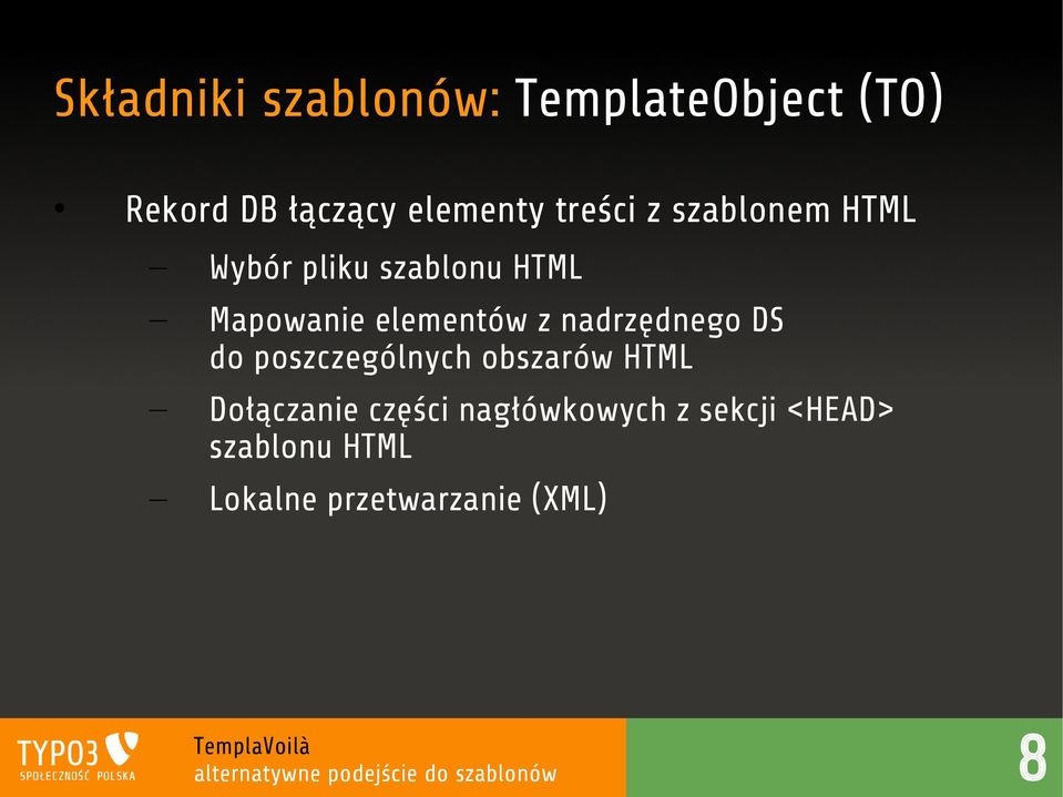 z nadrzędnego DS do poszczególnych obszarów HTML Dołączanie części