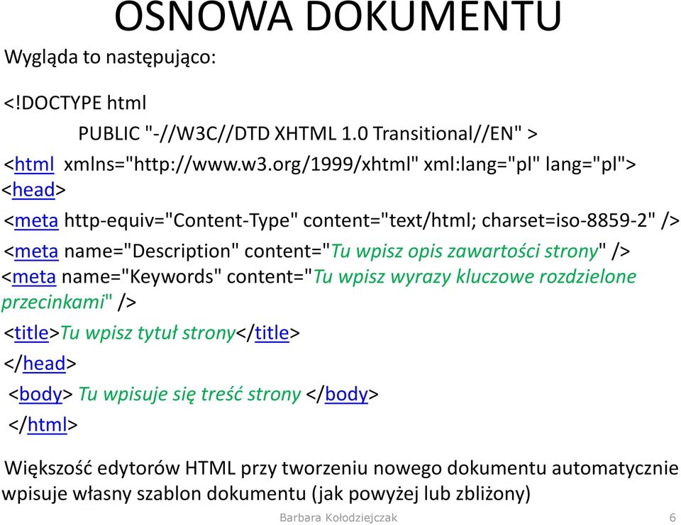 wpisz opis zawartości strony" /> <meta name="keywords" content="tu wpisz wyrazy kluczowe rozdzielone przecinkami" /> <title>tu wpisz tytuł strony</title>