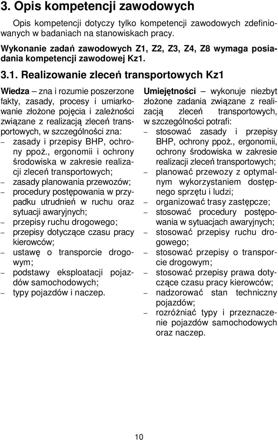 Z2, Z3, Z4, Z8 wymaga posiadania kompetencji zawodowej Kz1.