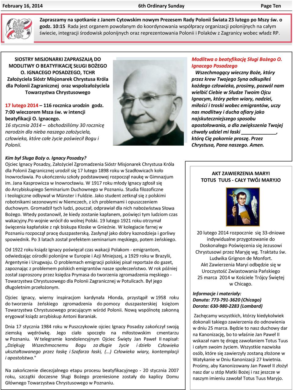 RP. SIOSTRY MISJONARKI ZAPRASZAJĄ DO MODLITWY O BEATYFIKACJĘ SŁUGI BOŻEGO O.