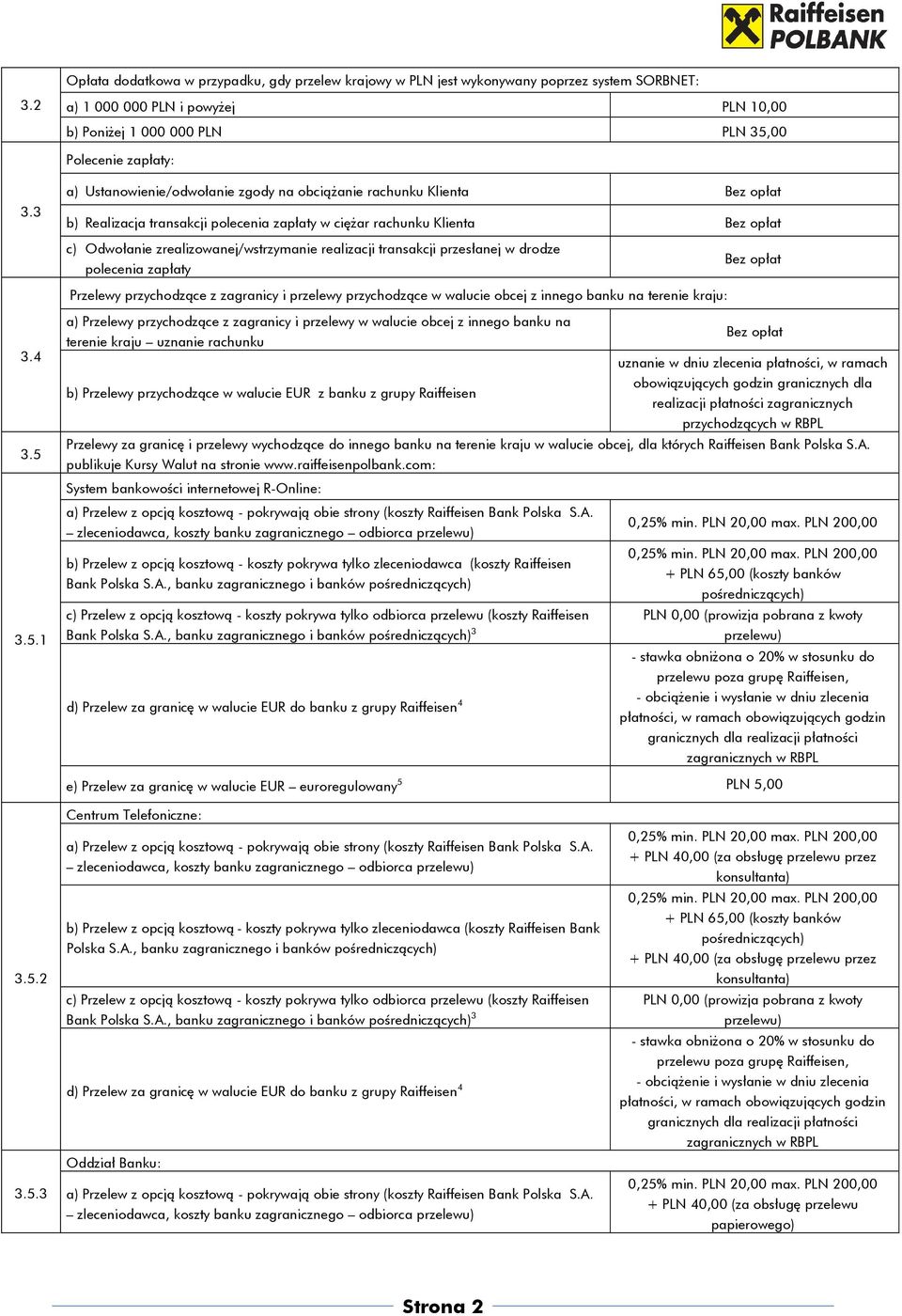 przesłanej w drodze polecenia zapłaty Przelewy przychodzące z zagranicy i przelewy przychodzące w walucie obcej z innego banku na terenie kraju: 3.4 3.5 