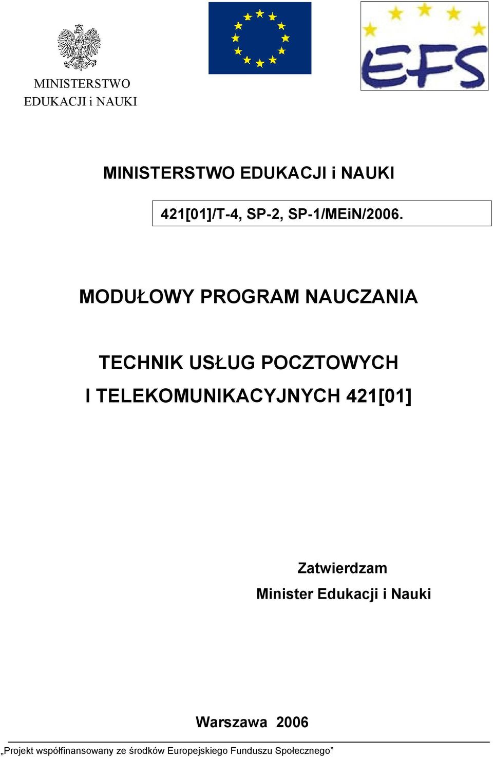 MODUŁOWY PROGRAM NAUCZANIA TECHNIK USŁUG POCZTOWYCH I