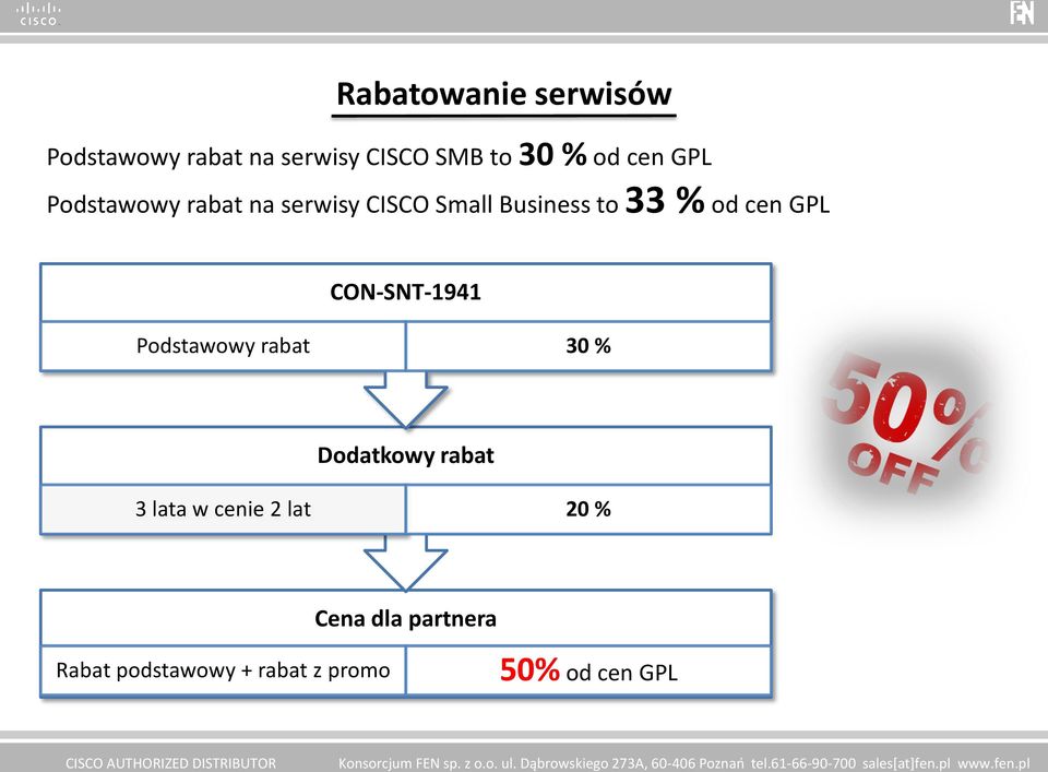 GPL CON-SNT-1941 Podstawowy rabat 30 % Dodatkowy rabat 3 lata w cenie 2