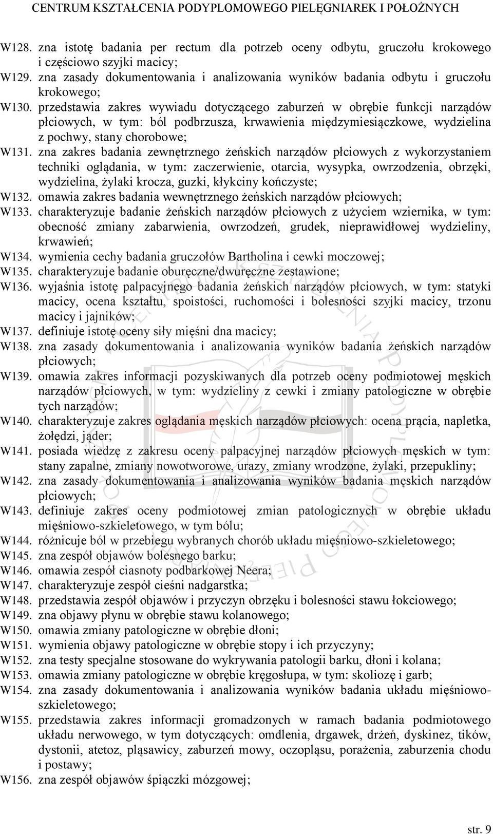 przedstawia zakres wywiadu dotyczącego zaburzeń w obrębie funkcji narządów płciowych, w tym: ból podbrzusza, krwawienia międzymiesiączkowe, wydzielina z pochwy, stany chorobowe; W131.