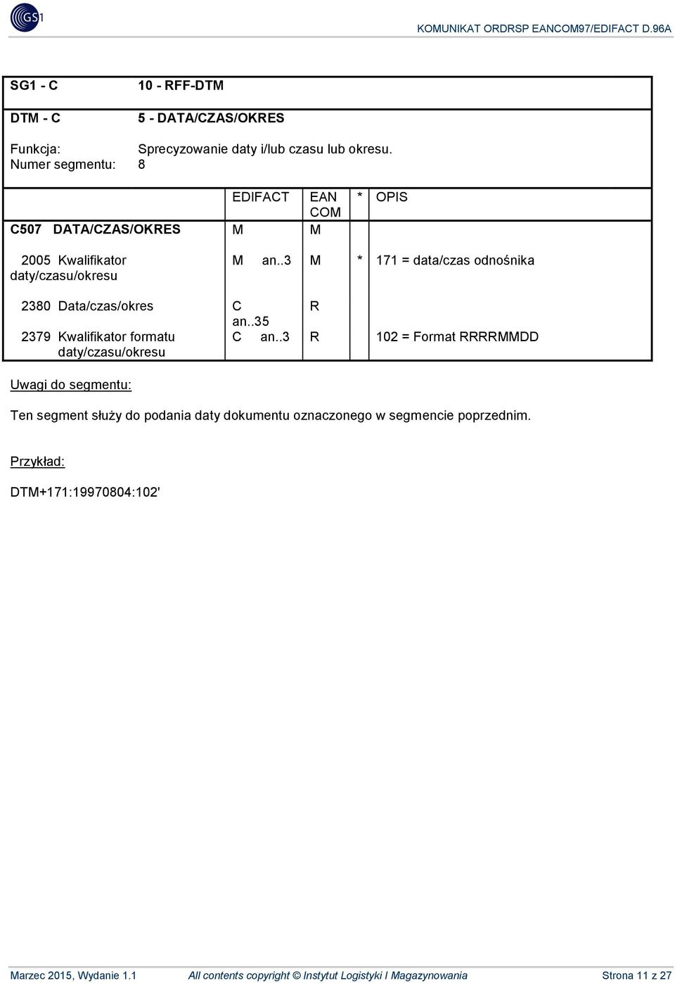 .3 * 171 = data/czas odnośnika 2380 Data/czas/okres C R an..35 2379 Kwalifikator formatu daty/czasu/okresu C an.