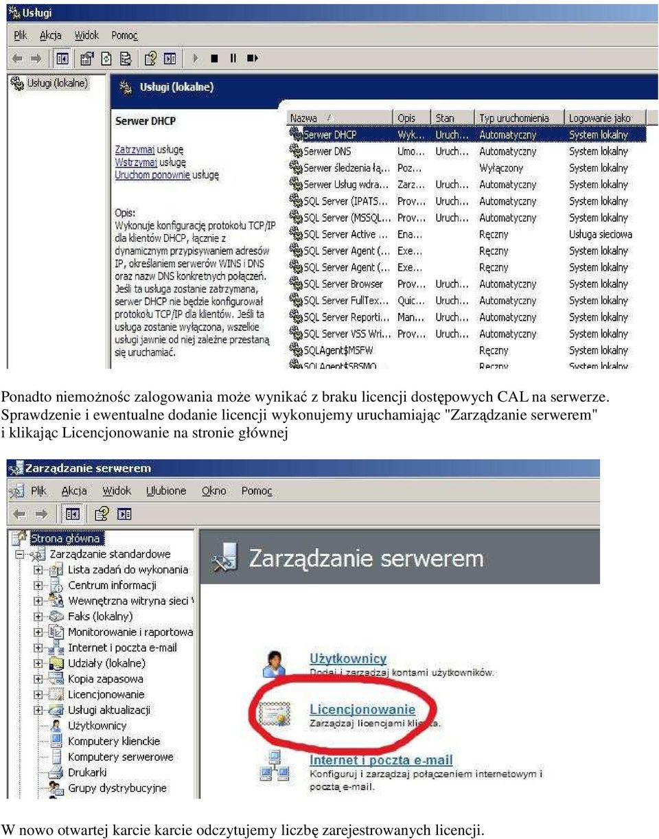 Sprawdzenie i ewentualne dodanie licencji wykonujemy uruchamiając