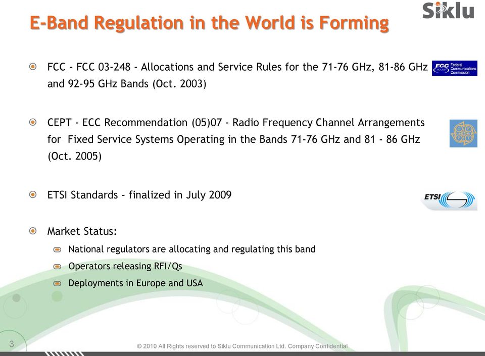 2003) CEPT - ECC Recommendation (05)07 - Radio Frequency Channel Arrangements for Fixed Service Systems Operating in the