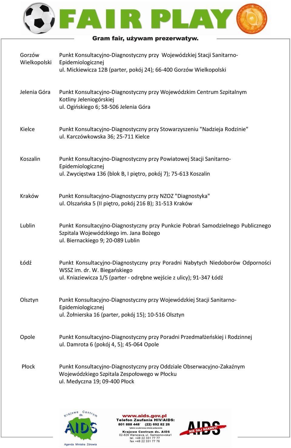 Karczówkowska 36; 25-711 Kielce Koszalin Punkt Konsultacyjno-Diagnostyczny przy Powiatowej Stacji Sanitarno- ul.