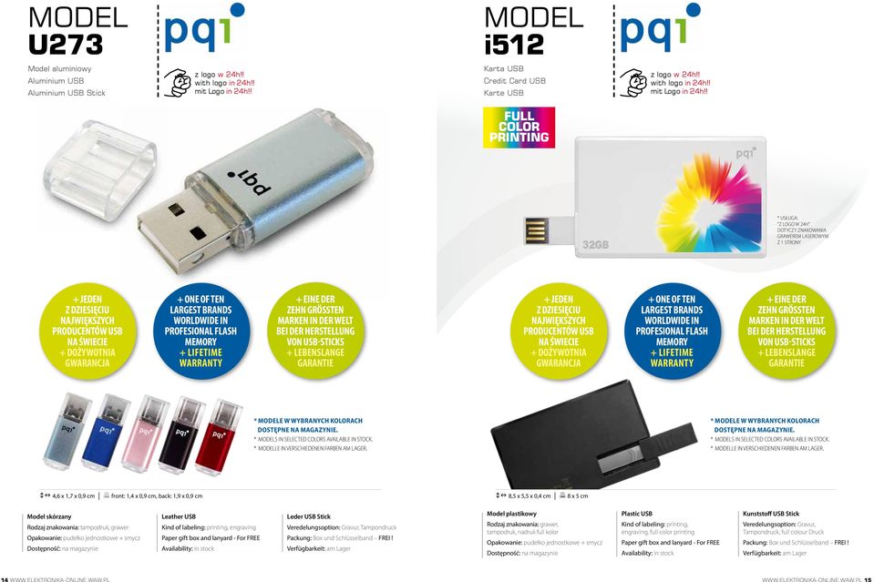 der Welt bei der Herstellung von USB-Sticks + lebenslange Garantie + Jeden  der Welt bei der Herstellung von USB-Sticks + lebenslange Garantie * modele w wybranych kolorach dostępne na magazynie.