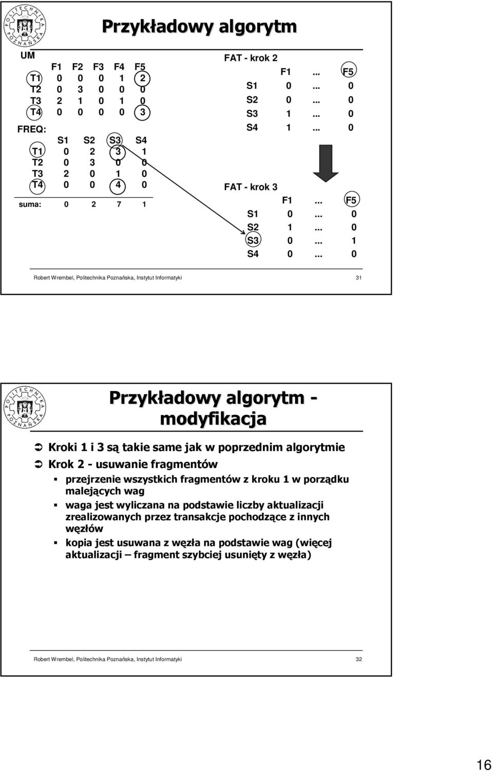 wszystkich fragmentów z kroku w porządku malejących wag waga jest wyliczana na podstawie liczby aktualizacji zrealizowanych