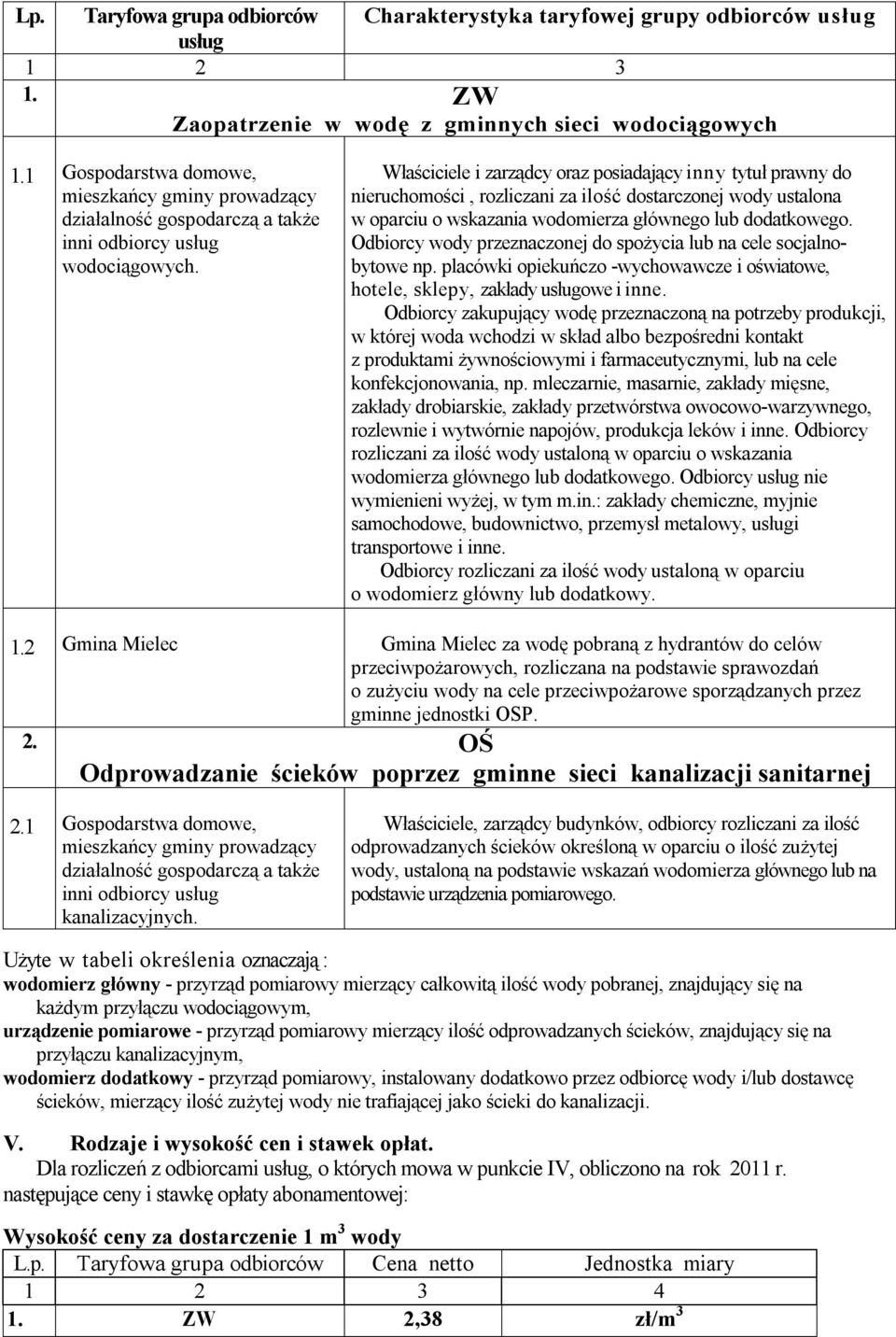 Właściciele i zarządcy oraz posiadający inny tytuł prawny do nieruchomości, rozliczani za ilość dostarczonej wody ustalona w oparciu o wskazania wodomierza głównego lub dodatkowego.