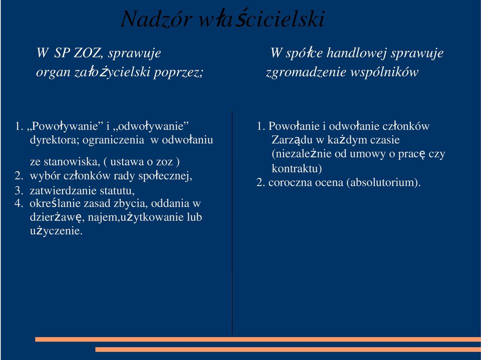 wybór członków rady społecznej, 3. zatwierdzanie statutu, 4.