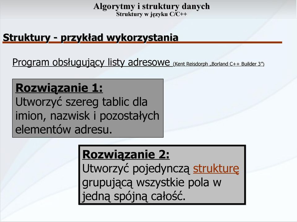 tablic dla imion, nazwisk i pozostałych elementów adresu.