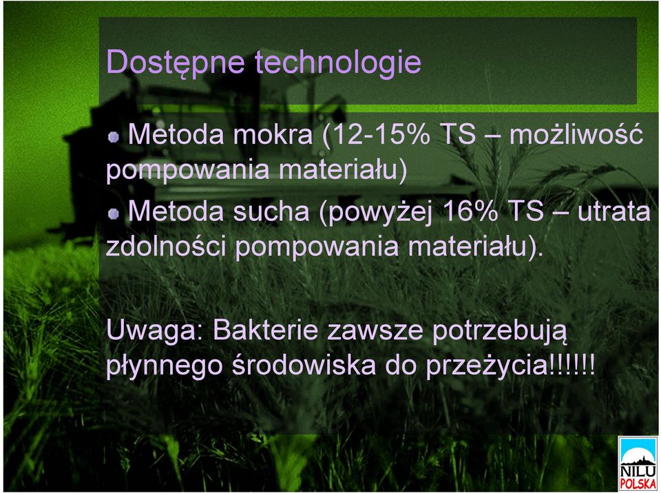 utrata zdolności pompowania materiału).