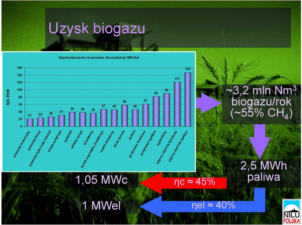 CH4) 1,05 MWc 1 MWel ηc