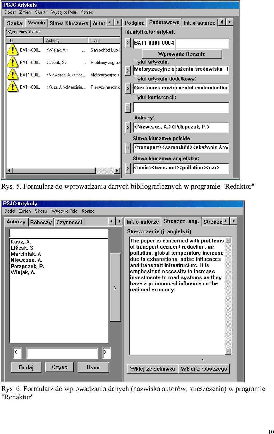 bibliograficznych w programie "Redaktor" Rys.