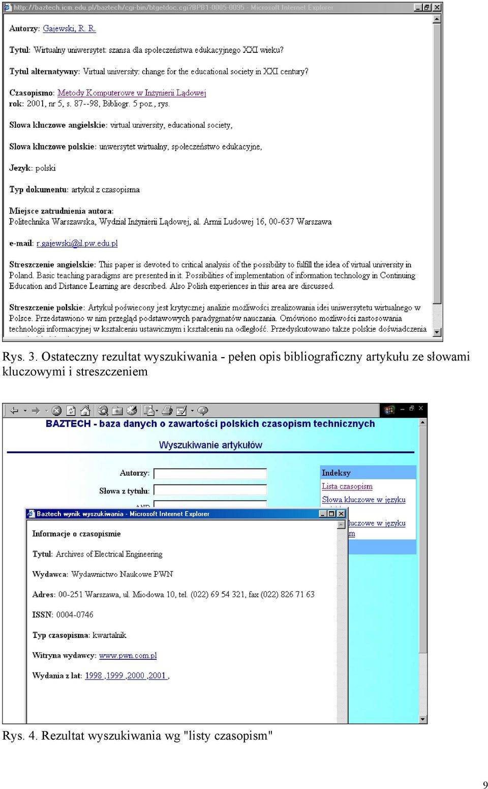 opis bibliograficzny artykułu ze słowami