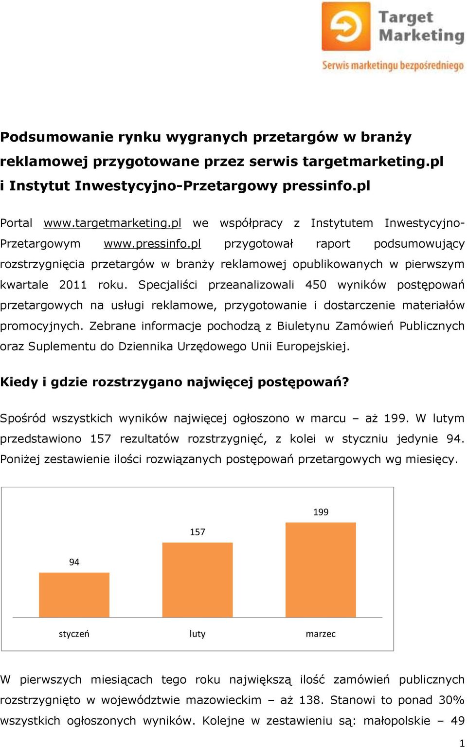 Specjaliści przeanalizowali 450 wyników postępowań przetargowych na usługi reklamowe, przygotowanie i dostarczenie materiałów promocyjnych.