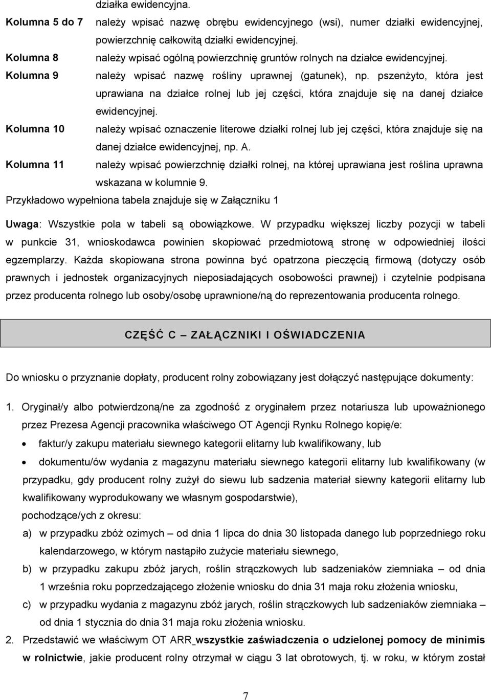 pszenżyto, która jest uprawiana na działce rolnej lub jej części, która znajduje się na danej działce ewidencyjnej.