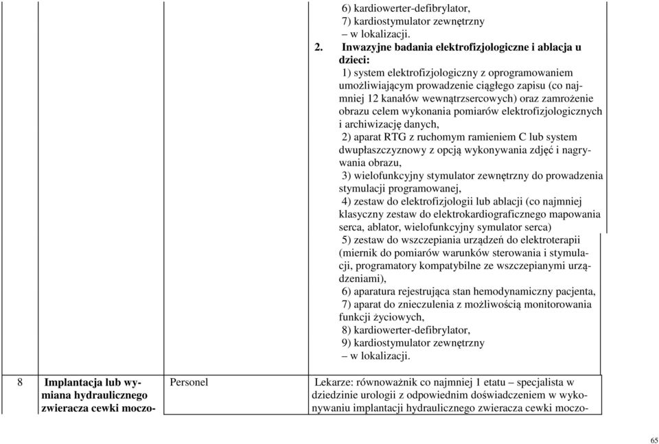 zamrożenie obrazu celem wykonania pomiarów elektrofizjologicznych i archiwizację danych, 2) aparat RTG z ruchomym ramieniem C lub system dwupłaszczyznowy z opcją wykonywania zdjęć i nagrywania