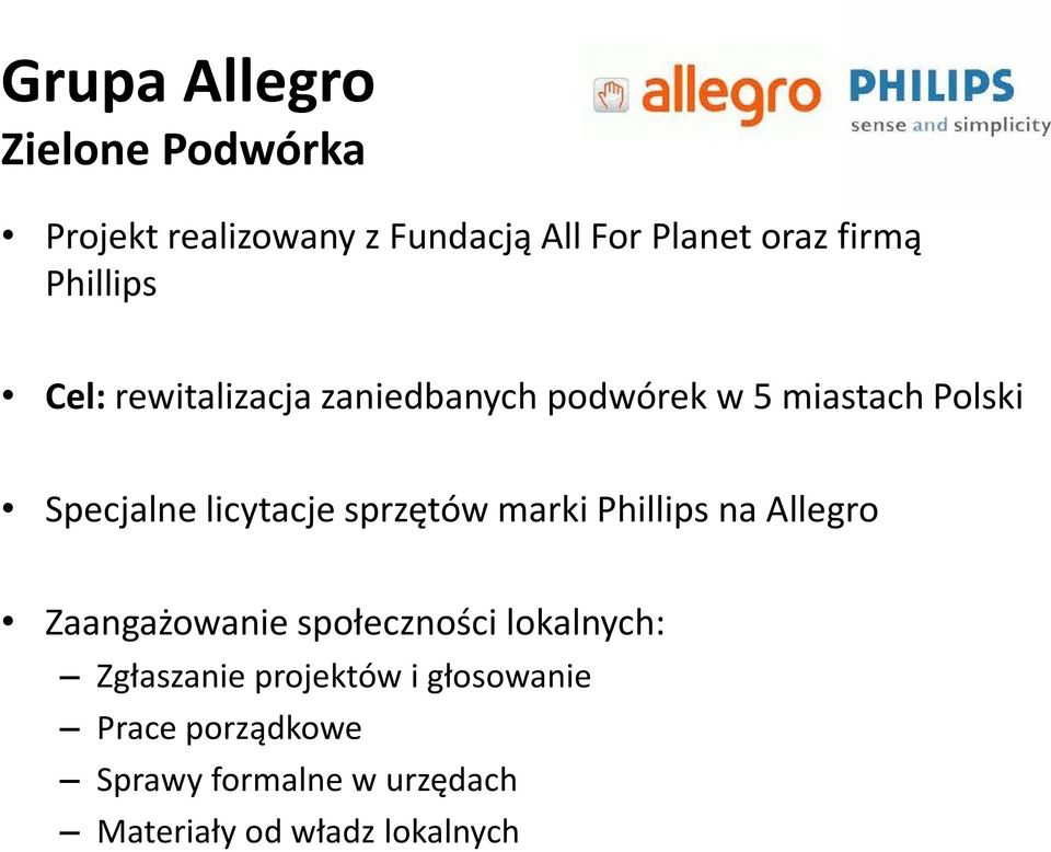 sprzętów marki Phillips na Allegro Zaangażowanie społeczności lokalnych: Zgłaszanie
