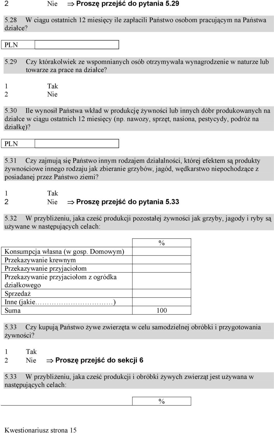 0 Ile wynosił Państwa wkład w produkcję żywności lub innych dóbr produkowanych na działce w ciągu ostatnich miesięcy (np. nawozy, sprzęt, nasiona, pestycydy, podróż na działkę)? PLN.